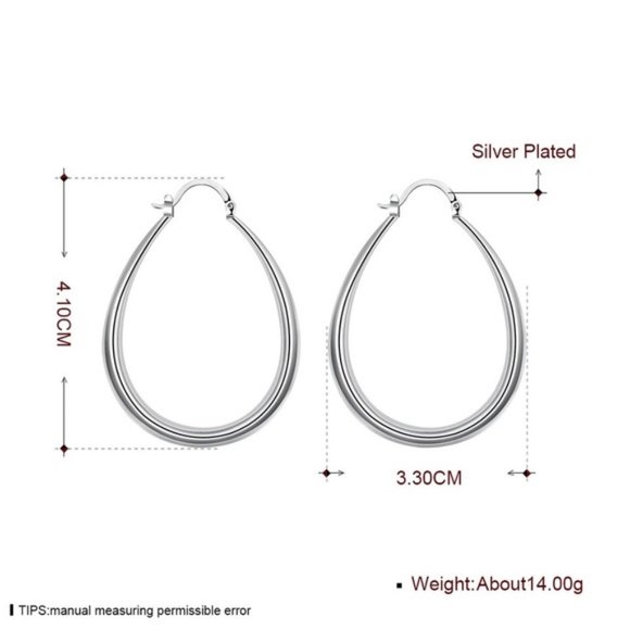 925 Sterling Silver Smooth Circle 41mm Hoop Earrings Lady Gift Charm Wedding - Picture 2 of 5
